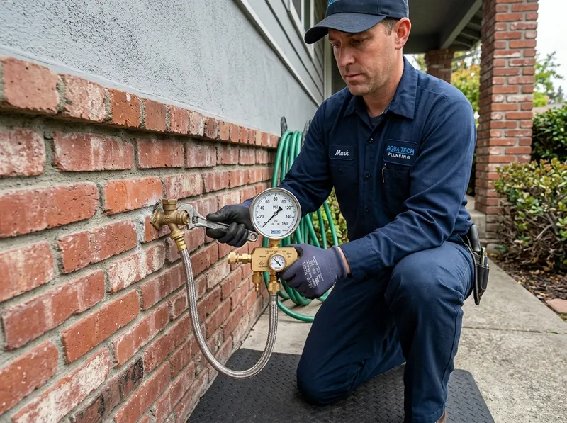 Water pressure testing gauge evaluating slab leak pricing factors in Longview TX